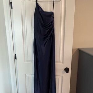 Revelry Jade Satin Dress in the color Navy Blue - 718